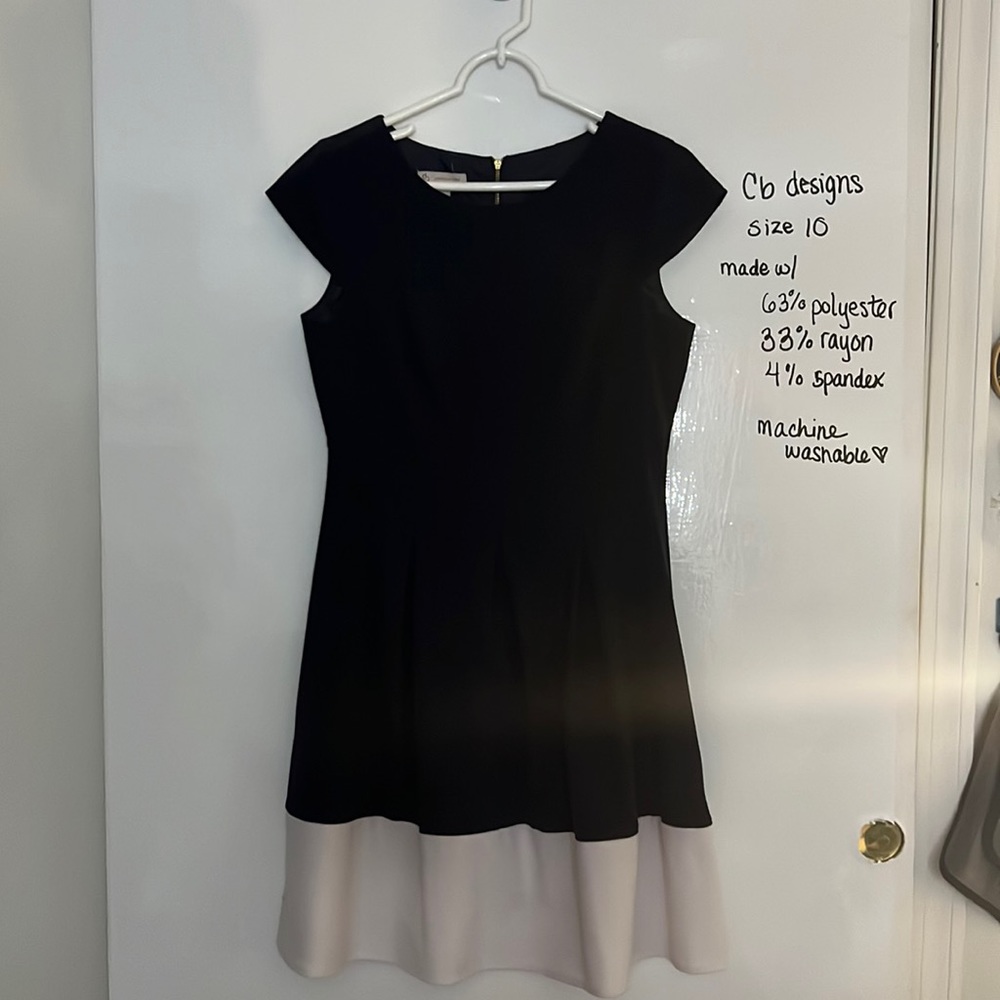 navy block white dress